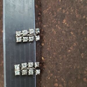 CORO Vtg Signed Coro Screw Back Silvertone Rhinestone Earrings